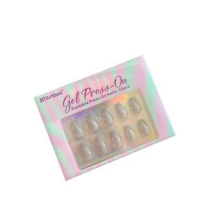BTArtbox Press On Nails Short - Soft Gel Pastel Light Gray Press on Nails